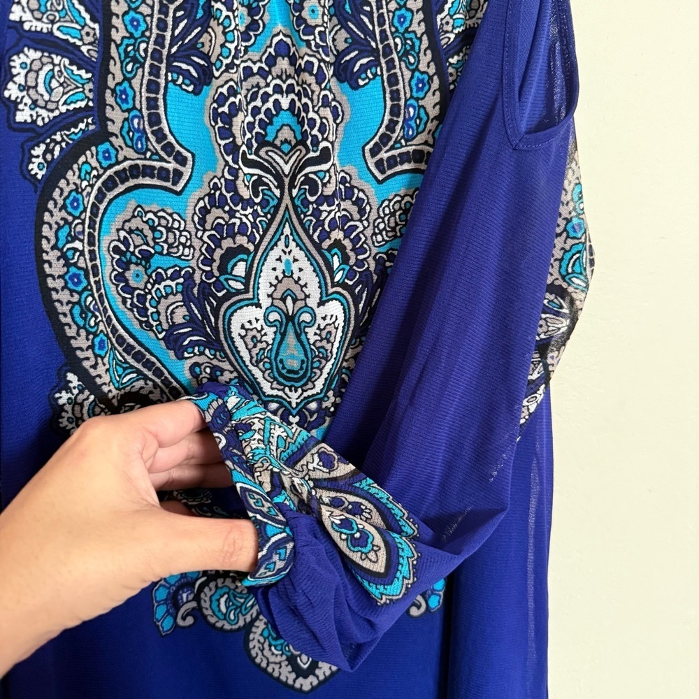 INC international concept cold shoulder , royal blue blouse size small - Picture 8 of 8
